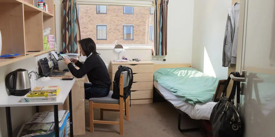 female student studying in student accommodation
