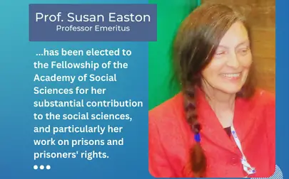 image of Professor Susan Easton admitted to the Fellowship of the Academy of Social Sciences