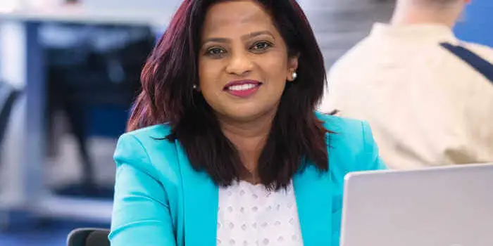 woman working on a laptop