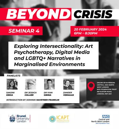 image of Join the "Beyond Crisis" seminar: Exploring Intersectionality: Art Psychotherapy, Digital Media, and LGBTQ+ Narratives in Marginalised Environments