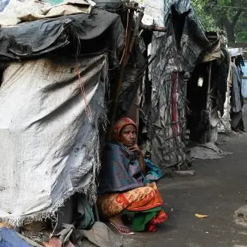 poor woman in slums box