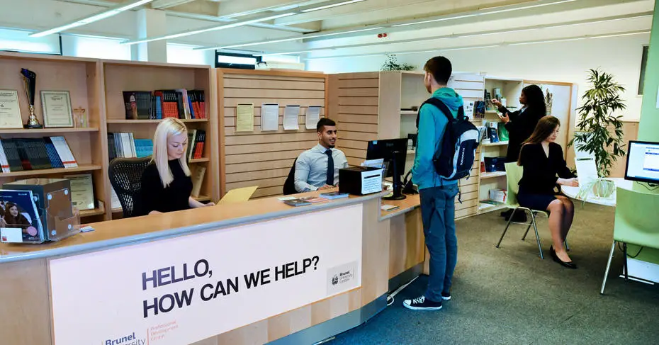 A student in the student job center at Brunel University