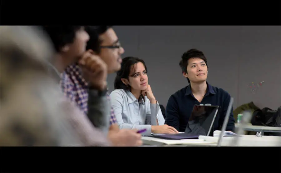 Young people discussing research