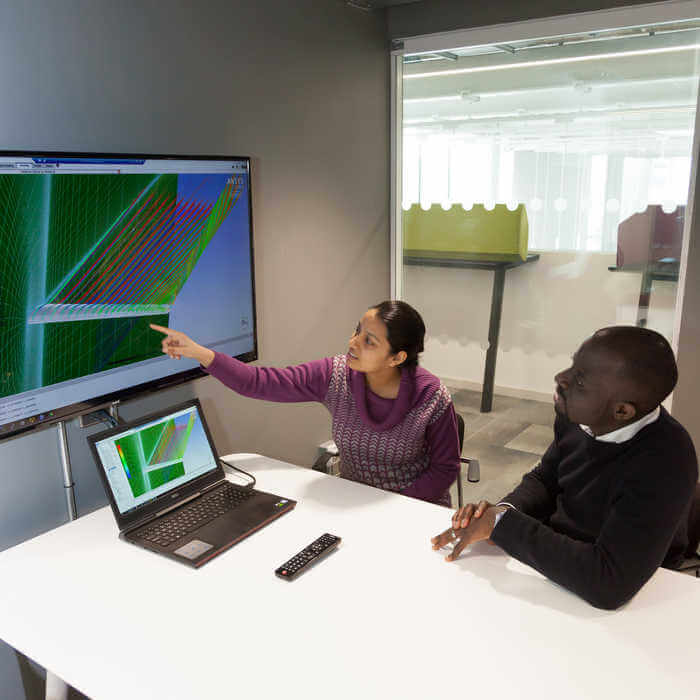 aerospace engineering students studying and conducting research