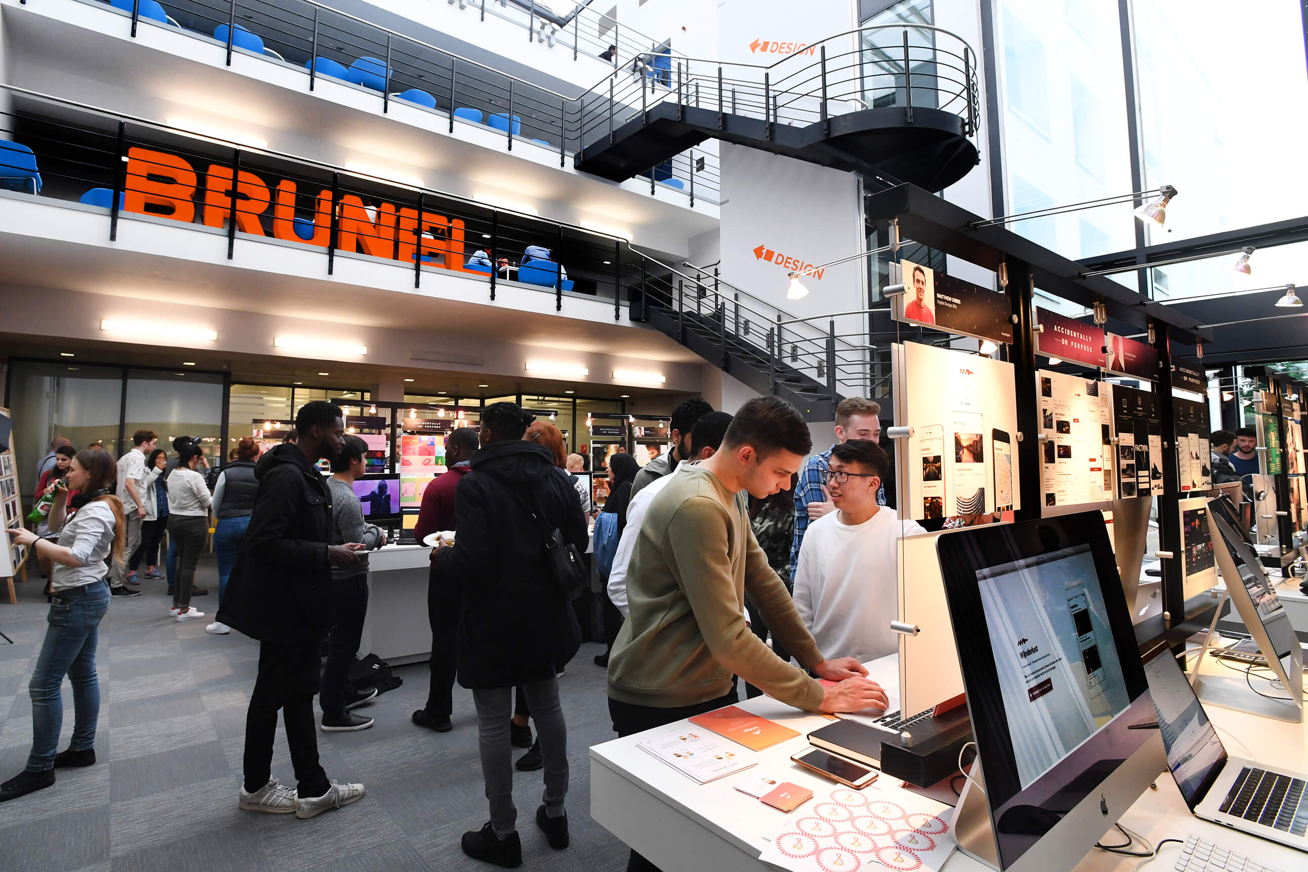 Students talking in Brunel Design School