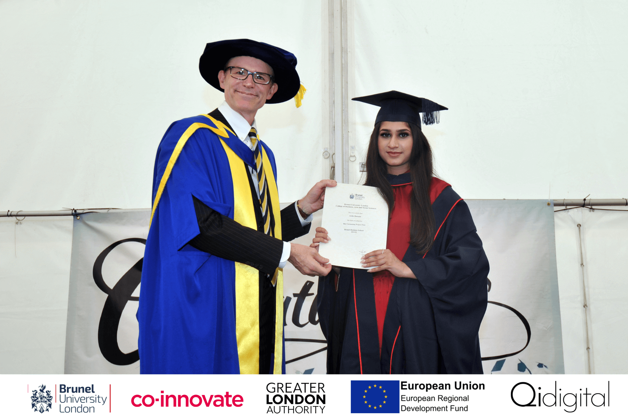 Award for Aisha's Final Year Project involving Qi Digital