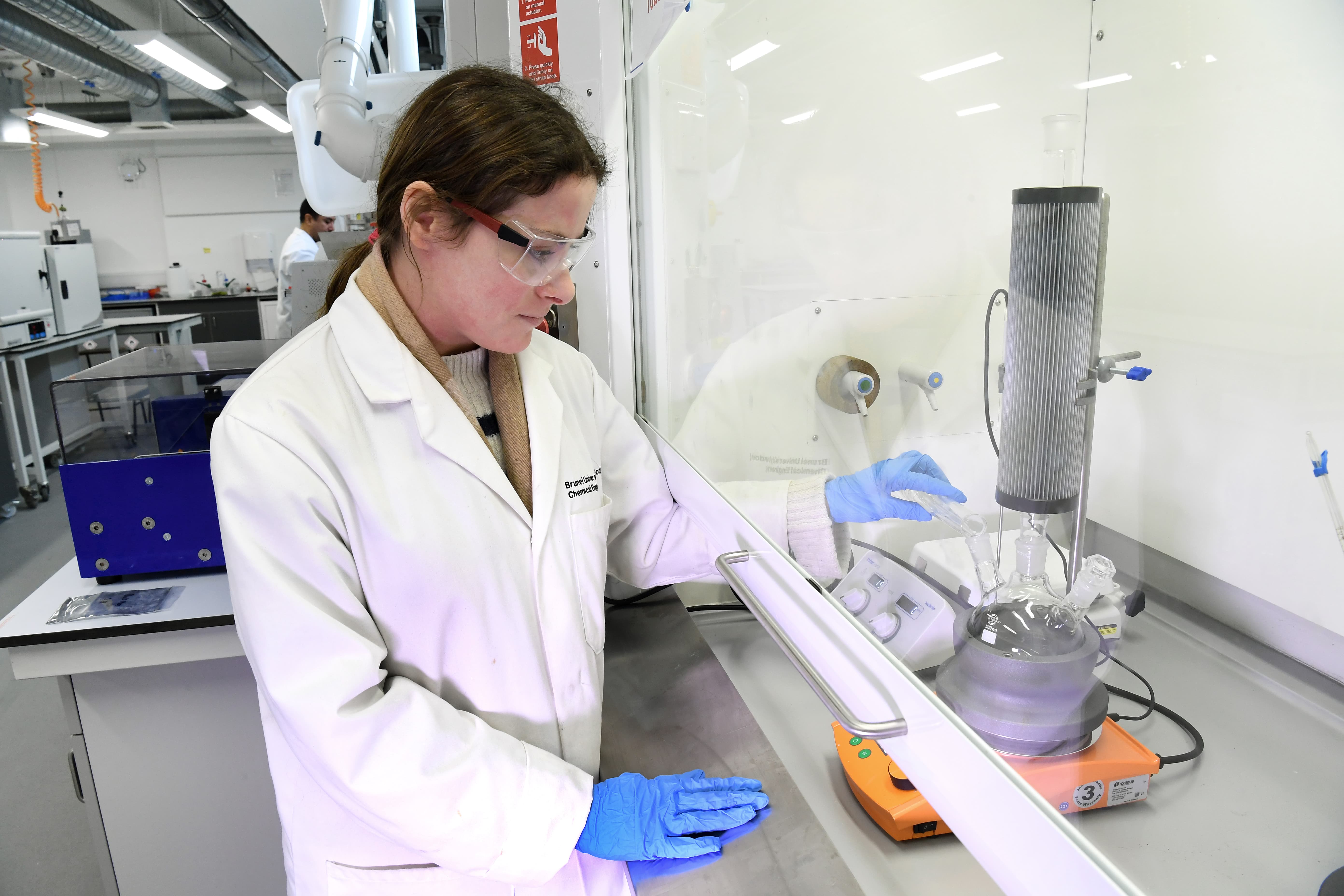 Chemical Engineering student in laboratory