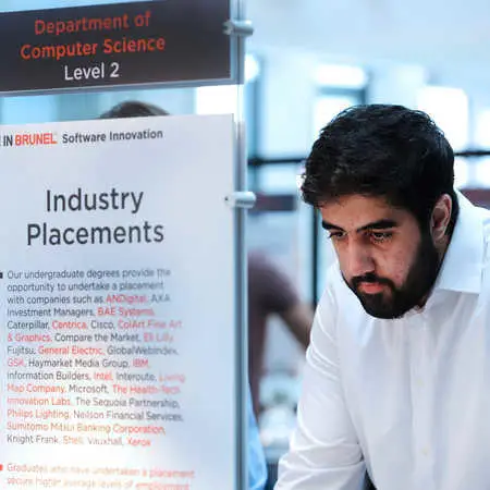 Student looking at list of industrial placement providers