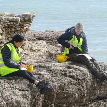 Brunel Environmental Sciences students studying the rocks 2