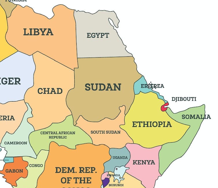 Map of central and eastern Africa