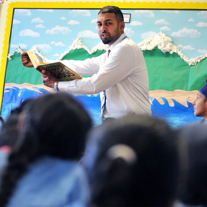 Teacher reading to students