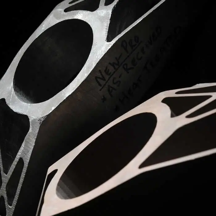 Close-up of an engine component on a black background