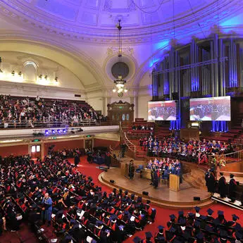 winter graduation at Central Hall Westminster