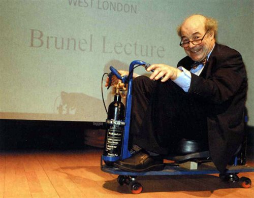 Heinz Wolff scooter smiling