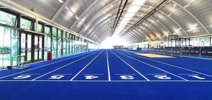 Running track in the Brunel Indoor Athletics Centre