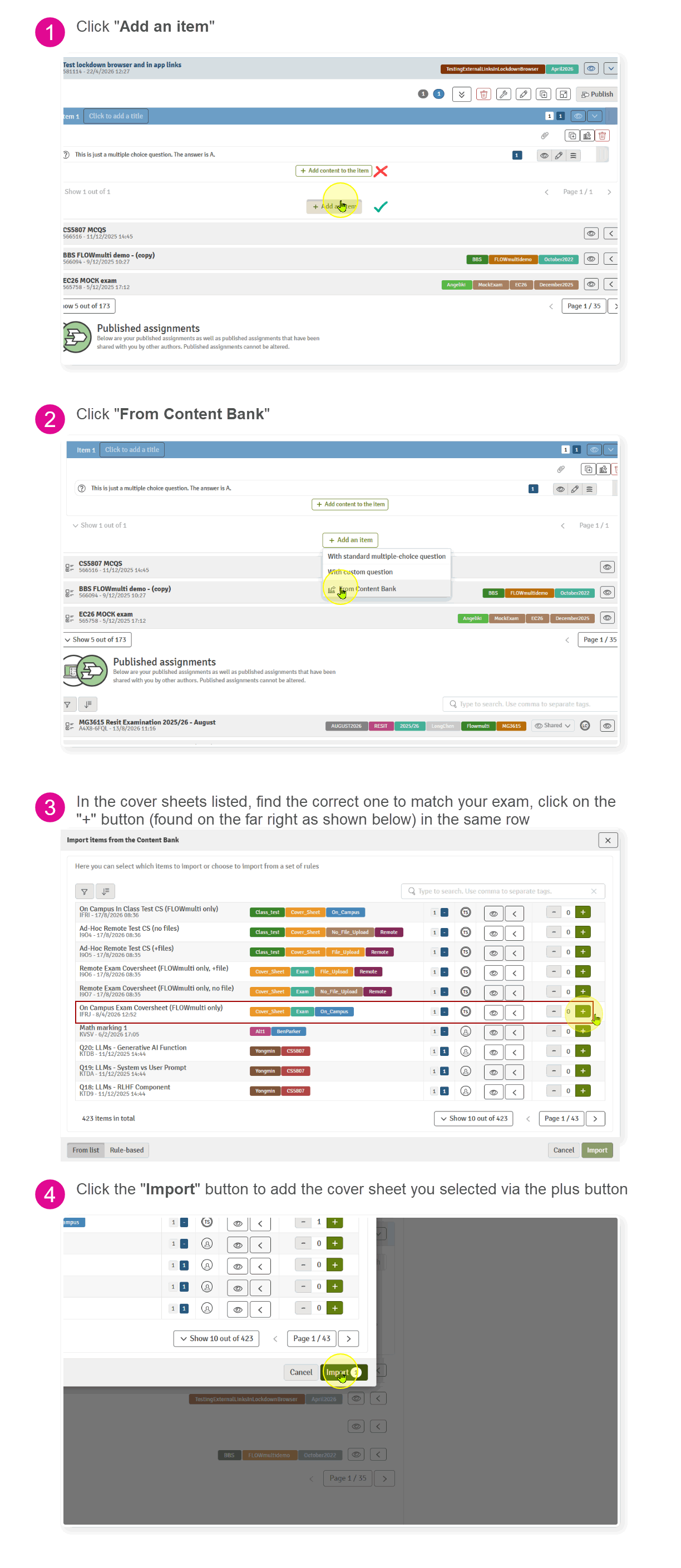 WISEflow authoring How to add a coversheet
