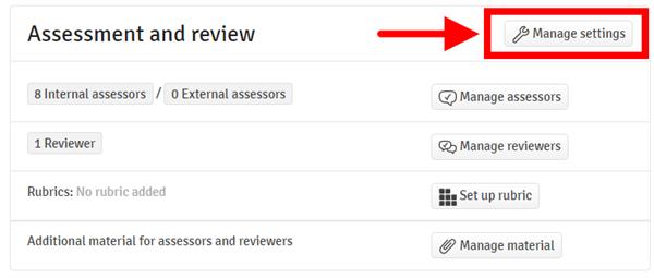 Assess review manage settings