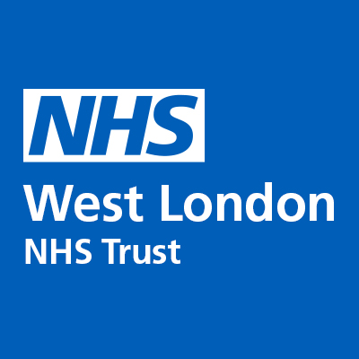 NHS West London Trust, NHS, white writing, blue background