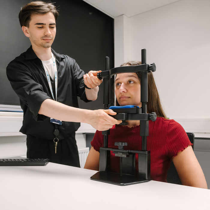 two psychology students carrying out a demonstration