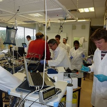 team performing cycling experiment