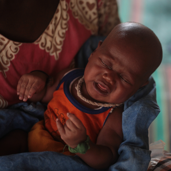 African baby with healthcare wearables devices