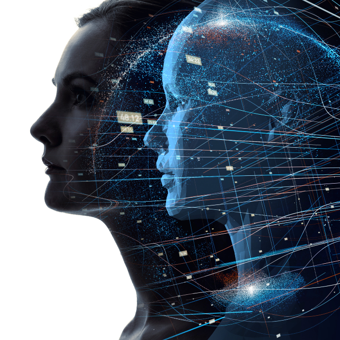 woman with digital twin