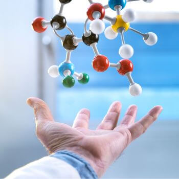 A floating molecular model.