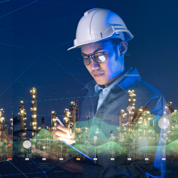 engineer looking at tablet