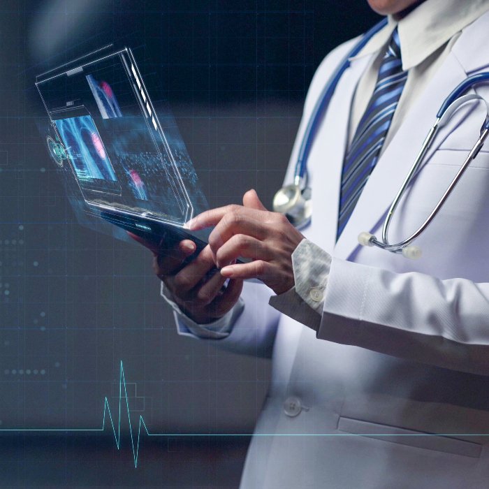 doctor looking at medical data