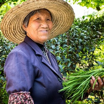 old lady on a farm
