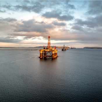 offshore rig at sunset