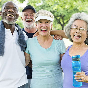 Group of people exercising for lung health