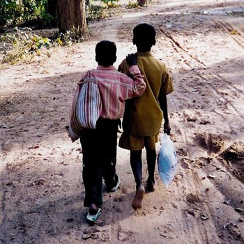 boys walking to school