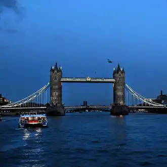London landmarks over the river Thames