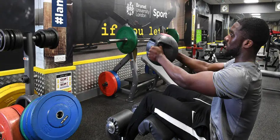 Student in Brunel gym