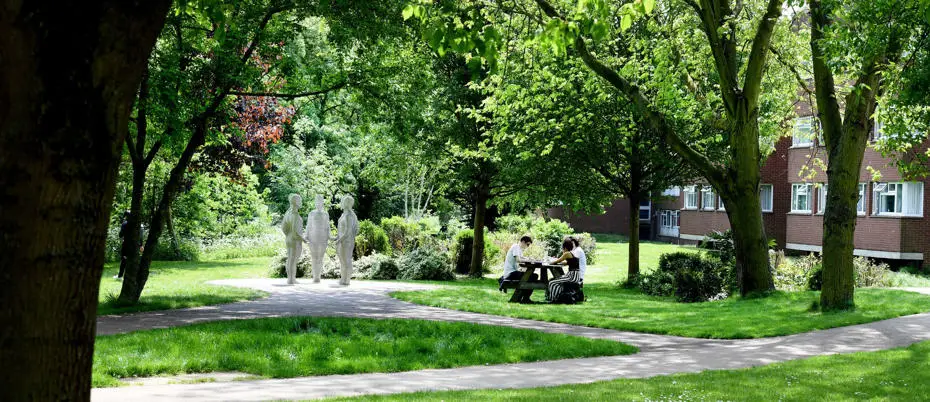 Students enjoying the outdoors on campus