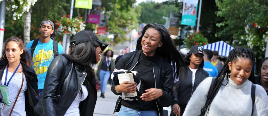 Students laughing together