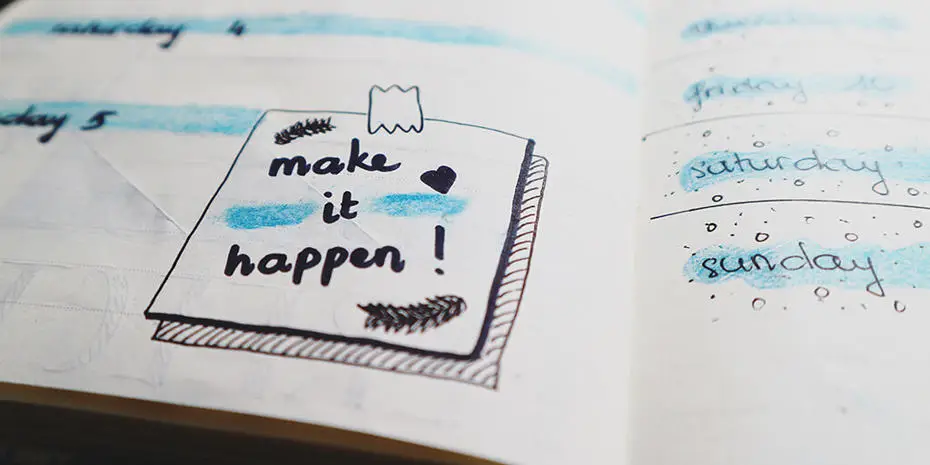photo of personal calendar with inspirational quote make it happen