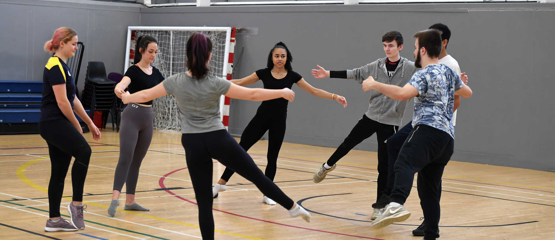 Students taking part in exercise on campus