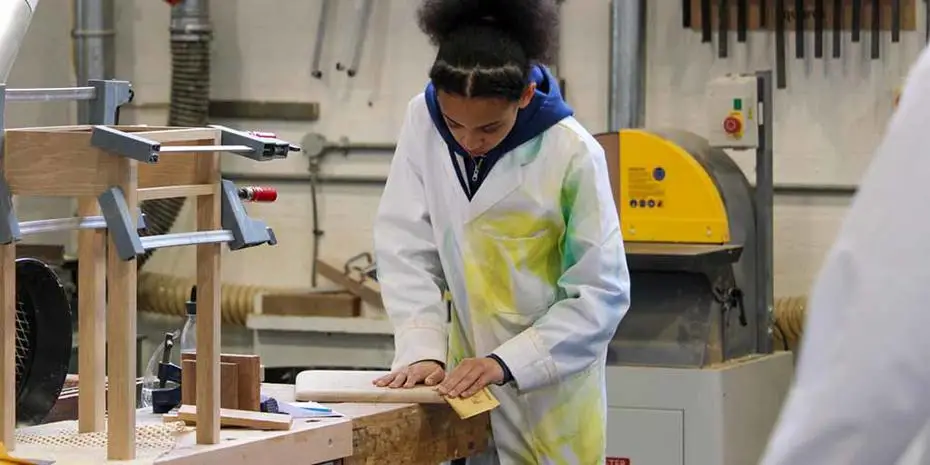 student working in the Brunel Design workshop