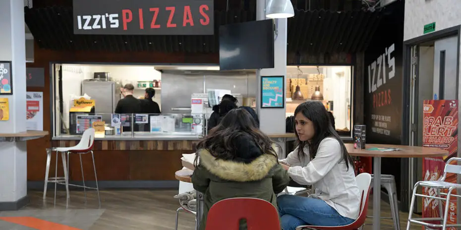 Students sitting in campus restaurant