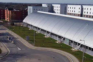View of the Athletic Centre at Brunel University London. 