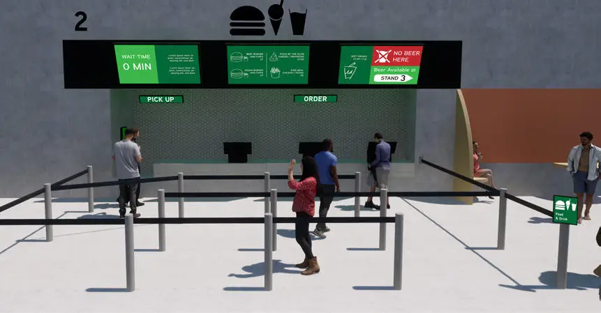 Mock-up of Wait-Less Stadium Concessions a system which improves the experience at stadium food & beverage outlets
