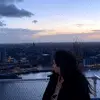 Brunel student Hadil with London view in the background
