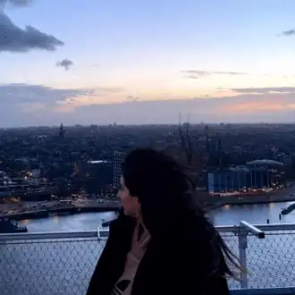 Brunel student Hadil with London in the background