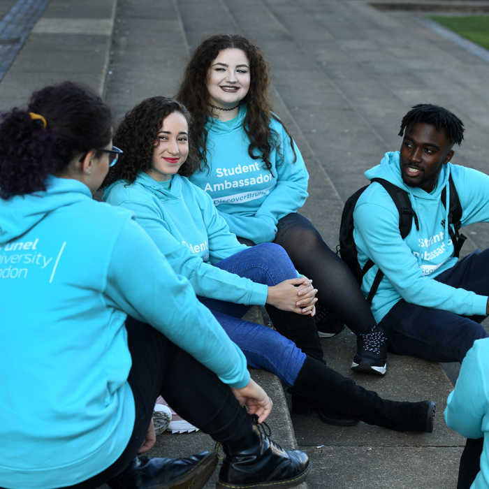 Student ambassadors on step