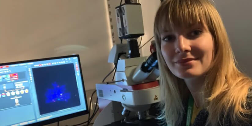 Brunel biomedical sciences student Julia on her placement working in a laboratory