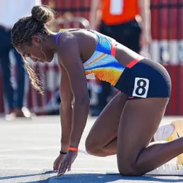 Renee Regis preparing to race