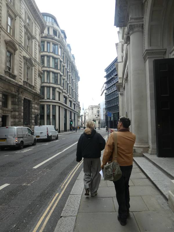 Students walking through city roads