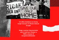 Child holding poster that says save our only home